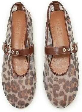 ATBELL Leopard Print Mesh Mary Jane Ballet Flats Size 38